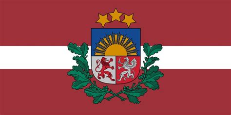 Flag Of Latvia With A Middle Coat Of Arms Флаг Герб Латвия