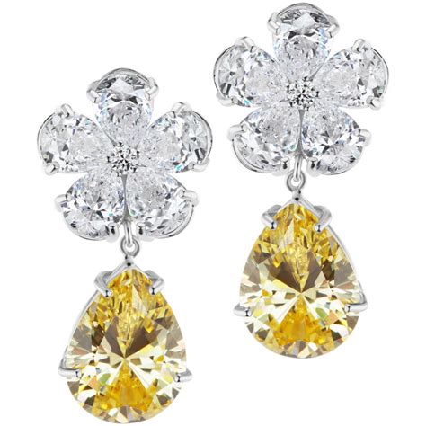 Magnificent Costume Jewelry Diamond Flower Top Yellow Diamond Drop