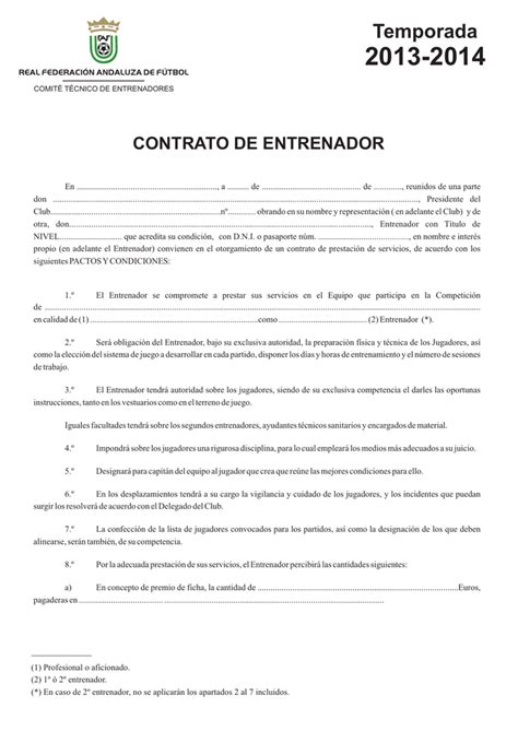 Contrato Entrenadorcdr Federación Andaluza De Fútbol