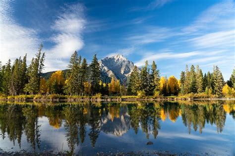 Banff National Park Beautiful Natural Scenery In Autumn Cascade