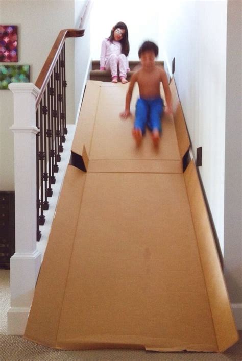 Cardboard Stairs Diy Slide Stair Slide Diy Slides Diy For Kids