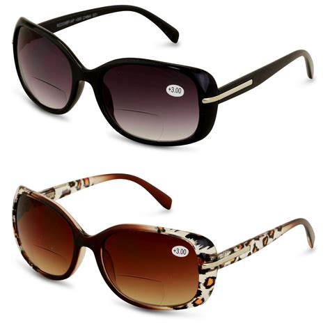 2 pairs women s bifocals reading sunglasses reader glasses vintage outdoor black and leopard