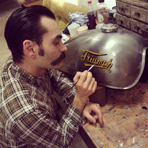 Hand Painted Signwriting On The Bonnevilles Tank Triumph Bobber