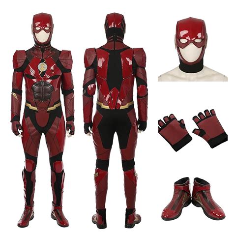Hot Movie The Justice League Flash Halloween Cosplay Costume Red Suit For Adult Men Full Set
