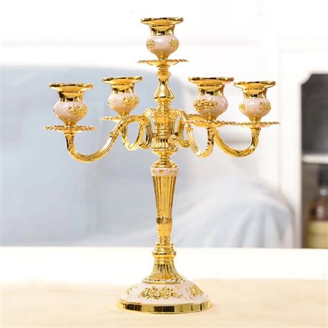 Gold Candlestick Candle Holder Wedding Candelabra Decoration Tabletop 5