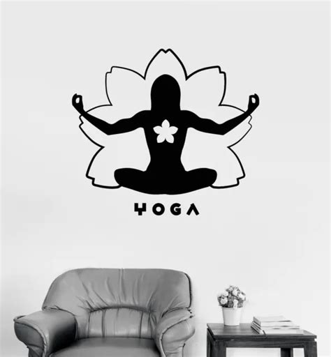 Vinyl Wall Decal Yoga Meditation Pose Lotus Spiritual Art Stickers