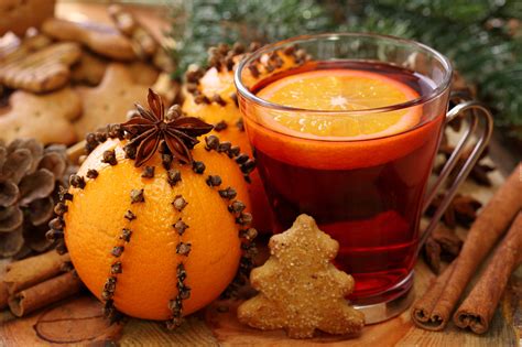 Świąteczna Herbata Ciastka Pomarańcza Goździki Cynamon