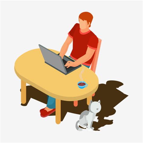 Man Working On Computer At Home Isometric Vector Man Male Guy Png
