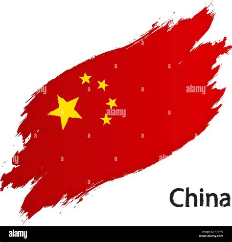 Flag Of China Grunge Style Vector Illustration Isolated On White