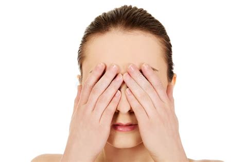 Woman Covering Her Eyes Stock Image Image Of Attractive 53930385