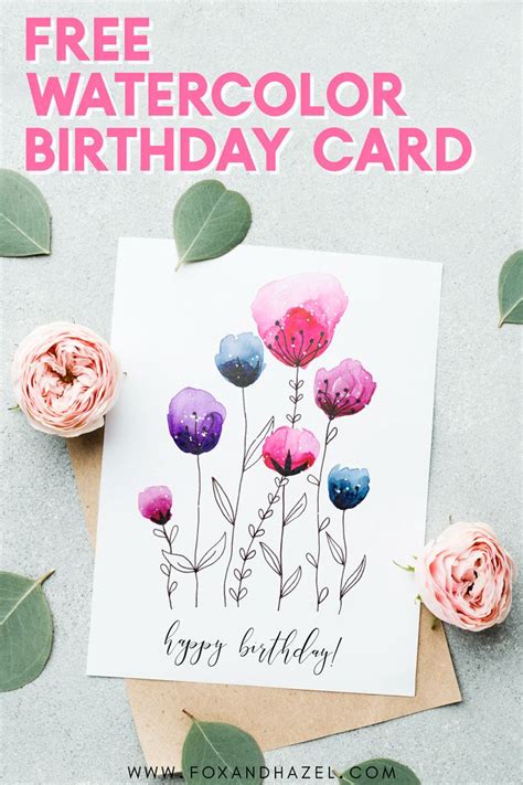 Free Watercolor Birthday Cards Printable
