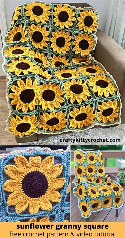 Sunflower Square Blanket Crochet Pattern Crochet Patterns Crochet