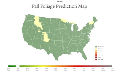 A Map That Shows The Percentage Of Fall Foliage In The United States