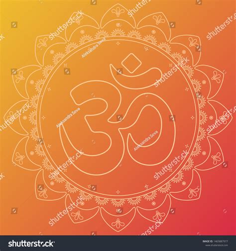 Om Symbol Mandala Line Art Folk Vector De Stock Libre De Regalías