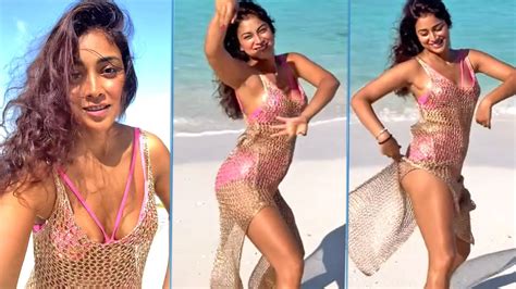 Actress Shriya Saran Hot Bikini Dance In Maldives Beach Actress