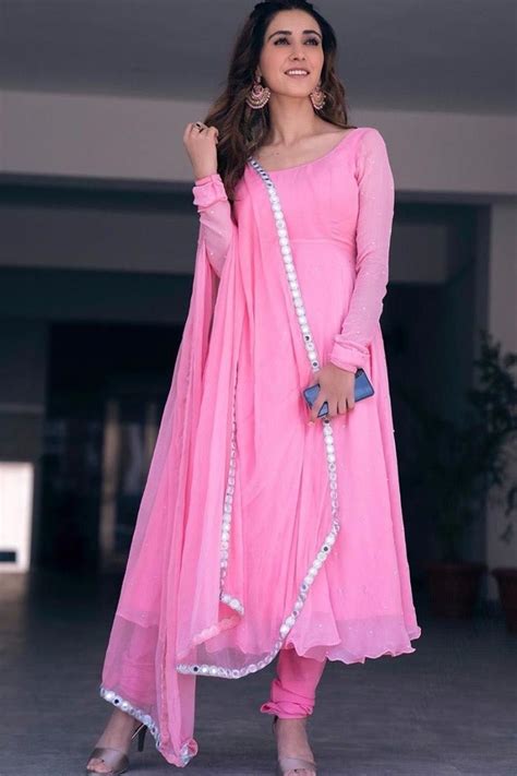 Buy Light Pink Georgette Anarkali Suit With Mukaish Work Online Lstv03893 Andaaz Fashion