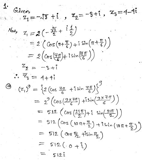[solved] Complex Numbers Let Z1 ﻿ S Q R T 3 ﻿ I And Z2 3 I