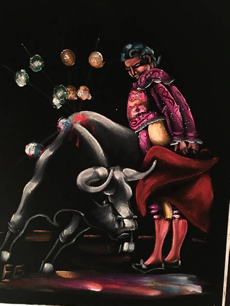 Vintage Black Velvet Matador Painting Bull Fighting Painting Etsy