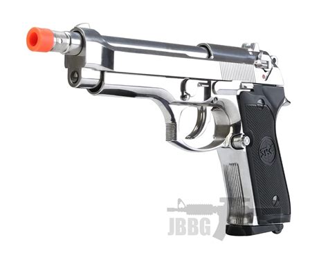 Sr92 Co2 Blowback Silver Airsoft Pistol With Silencer Just Airsoft Guns