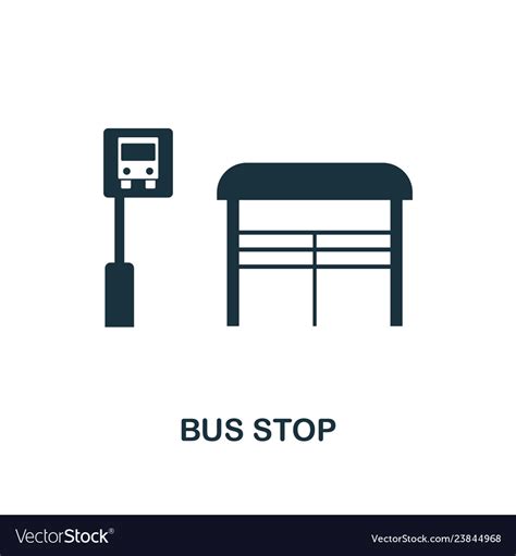 Bus Stop Icon Monochrome Style Design From City Vector Image