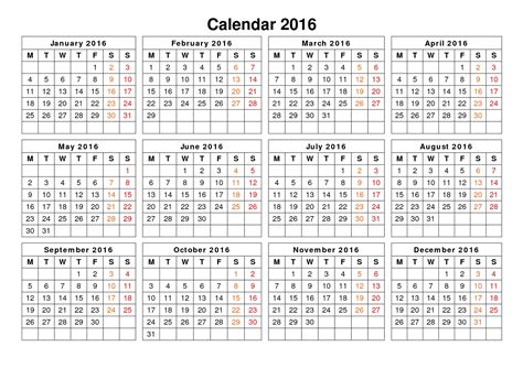 2016 Calendar Printable One Page | Activity Shelter