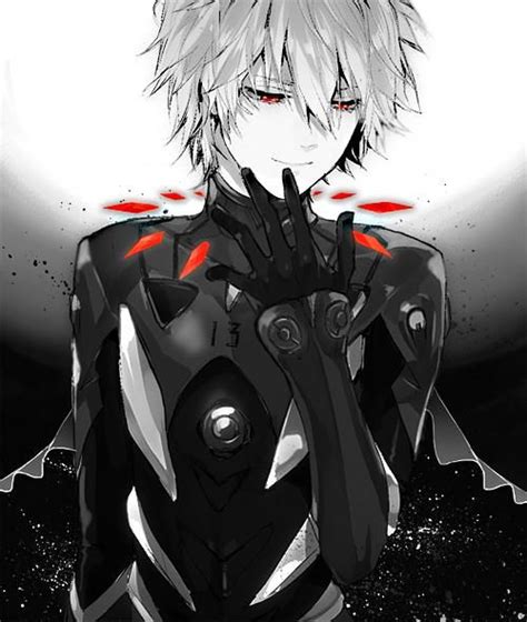 Black And White Anime Boy With Red Crystals In Circle