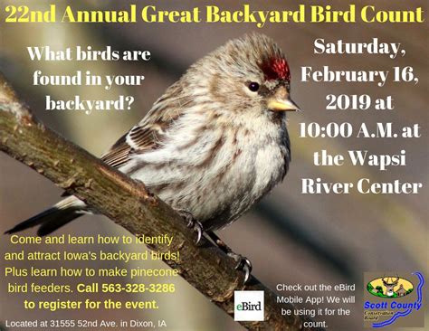 22nd Annual Great Backyard Bird Count Scott County Iowa