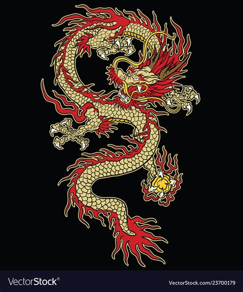 Asian Tattoo Dragon Design In Color Royalty Free Vector