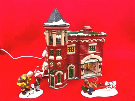 Dept 56 Snow Village 54942 Fire Station 3 And Fun At The Firehouse 54954