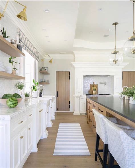 Great Kitchen Design Love The Warm Wood Tones In This Bright White