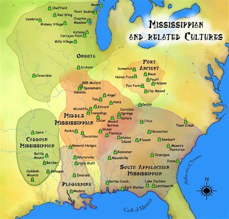 A Map Showing The Various Mississippian Cultures Including The Caddoan Mississippian Culture