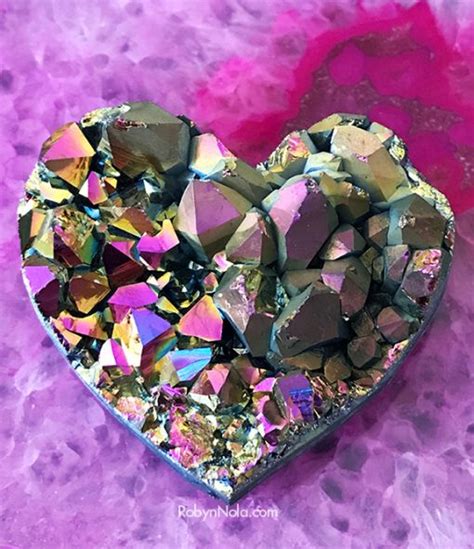 New Rainbow Aura Titanium Quartz Heart Robyn Nola Ts