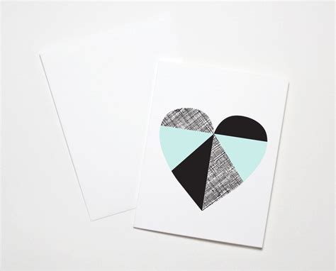 Geometric Heart Card Valentines Day By Thepapercub On Etsy 500