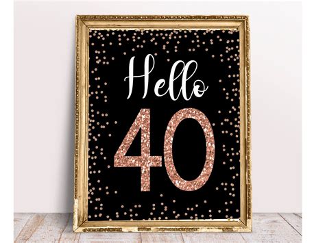 Rose Gold Hello 40 Sign Cheers To 40 Years 40th Birthday Etsy Australia