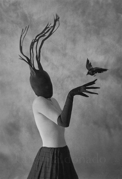 Intuition Fine Art Surreal Mask Black White Bird Crow Strange Odd