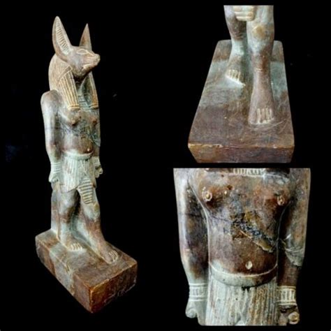 ROYALTY ANUBIS SCULPTURE EMBALMING GOD EGYPTIAN ANTIQUE STONE MUMMY BEAD CRAFT Antique Price