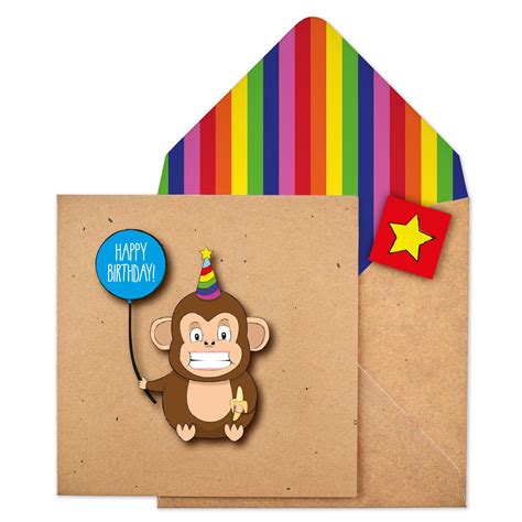 Happy Birthday Llama Monkey Birthday Personalized Birthday Cards