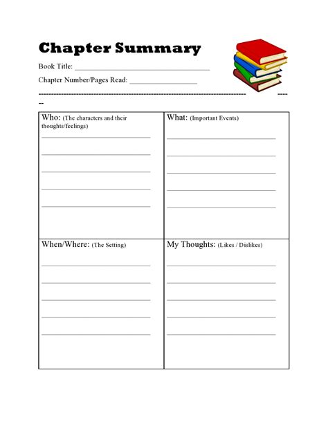 Homeschool Printables - Chapter Summary | Chapter summary, Book review ...
