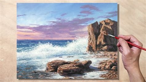Sculpture Painted Rock Landscape Painting Sunset Beach Painting On
