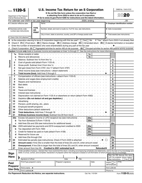 Irs Form 1120 S Download Fillable Pdf Or Fill Online Us Income Tax