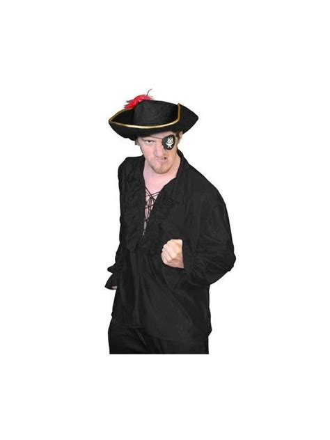 Black Ruffled Swashbuckler Shirt Mens Pirate Buccaneer Costume Top