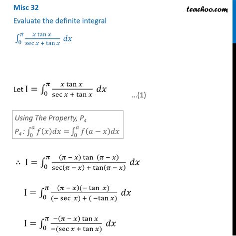 question 2 definite integral x tan x sec x tanx miscellaneous
