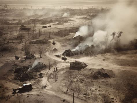 Aerial View Of A Battlefield Aftermath Stock Illustration