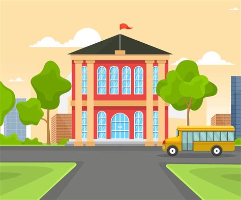 The Exterior Of A Public School Background Clipart Cartoons By All In