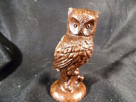 Owl Owl Figurine Ironwood Carved Owl Horned Owl Wood Carving Etsy