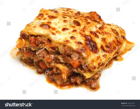 Beef Lasagna Isolated On White Background Stock Photo 160213571