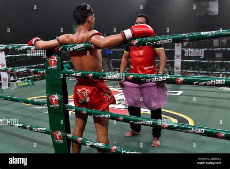 Khmer Kick Boxers In The Ring At A Match In Phnompenhcambodiasouth