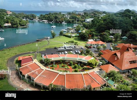 Overhead Aerial View Of Cruise Duty Free Terminal Port St Lucia Stock