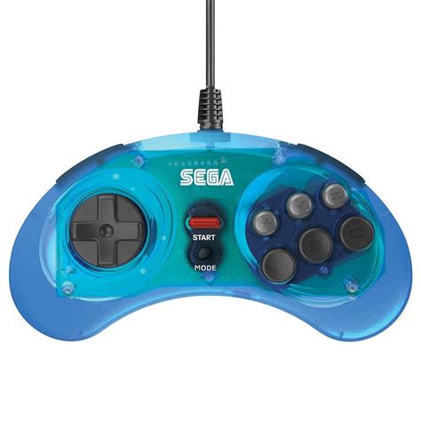 Retro Bit Official Sega Mega Drive 8 Button Usb Arcade Pad Blue The