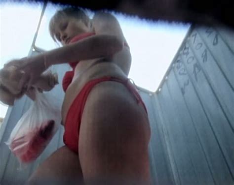 Chunky White Chick In Red Bikini Got Her Booty Filmed On Spycam